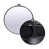 PONIK'S PROFESSIONAL - Tragbarer schwarzer professioneller Friseurspiegel für Salonfriseure, Schwarz, 28 cm, Runde