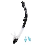 Supertrip Trockenschnorchel Erwachsene Unisex Trocken Snorkel Schnorchel mit Ventil zum Schnorcheln Schnorchelrohr mit weichem Mundstück Ohrstöpsel Schwarz