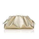 Milisente Damen Clutch Cloud Pleated Abendtasche Elegante Tasche Klein Handtasche PU Leder Schultertasche für Hochzeit mit Reißverschluss (Gold)