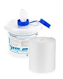 Reinigungstuch M-Wipes aus Spunlace ca. 200 Abrisse Weiß Vliesrolle im Spendereimer Wischtuch Reinigung & Hygiene 17x25 cm 1 Rolle und 1 Eimer