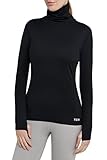 TCA Frauen Winter Langarm Laufshirt mit Reißverschluss - Schwarz, S