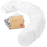 Bio Bambus Stilleinlagen - 14 Waschbare Stilleinlagen ​+ Wäschebeutel - Wiederverwendbare Stilleinlagen für die Mutterschaft - Stilleinlagen Waschbar (Soft White, L 12cm)