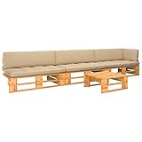 KTHLBRH 4-TLG. Paletten-Lounge-Set Honigbraun Imprägniertes Kiefernholz Terrassenmöbel-Sets Outdoor-Möbel-Sets Balkonmöbel-Sets Gartenmöbel-Sets für Terrasse, Garten, Balkon
