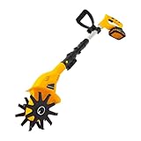 20V Akku Bodenhacke Handgeführt 250r/min 25cm Schnitt Tiefe 97-117cm Stiel Doppel Sicherheitsschalter Gelb/Schwarz 8.38lbs Leicht ABS Für Beet Umgraben Garten Feld Gewächshaus