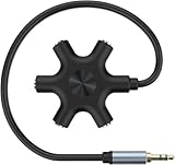 CJMUQHEHH 5-Jack Audio Splitter Kopfhörer Splitter 3.5mm, Klinke Verteiler mit 23cm Kabel, Aux Splitter Klinke Y Splitter Adapter Headset Splitter für Lautsprecher Handy Laptop, Schwarz