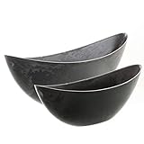 LB H&F 2 Stück Dekoschale Set Schale Schmuckschale Blumenschale 39 cm massiv Kunstoff grau modern Industrial Betonoptik (Grau 1)