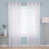 Deconovo Vorhang Transparent Gardinen Transparent Ösenvorhang 240x140 cm Weiß 2er Set