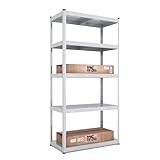 baudim - Metallregal: 180x70x30 cm, 5 Metall-Böden, Flexibles Stahlregal für Lager und Keller, Robustes Steckregal mit anpassbaren Böden, Lastenregal 875 kg, verzinkt