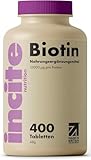 Incite Nutrition Biotin-Haarwachstumsergänzungsmittel 12.000 mcg – Tabletten (Ganzjahresvorrat plus Vorrat), hergestellt im Vereinigten Königreich, für Herren und Damen, 400 Stück (1er-Pack)