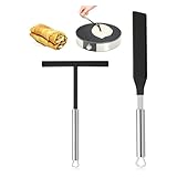 LightBeacon 2 Stück Edelstahl Teigverteiler, Crepes Wender, Crepes Verteiler And Spatula Kit, Crepe Pfanne, Crepes Maker Zubehör, Crepes Verteiler, Spreizer Küchenhelfer für Zuhause Küche