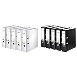 Original Falken 10er Pack PP-Color Kunststoff-Ordner. Made in Germany. 8 cm breit DIN A4 schwarz weiß Vegan Kunststoff-Ordner Ringordner Aktenordner Briefordner