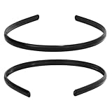 MIETONG 2 Stück Haarband - Schwarz Kunststoff Stirnbänder Einfach Haarband mit Zähnen Dünne DIY Haarbänder 8mm Breite Rutschfest Haarreifen