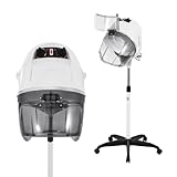 KayEsampra Profi Haartrockner Trockenhaube mit Stativ, Salon Friseur Friseursalon, 1000W Haartrockenhaube Standfuß Salon 78-128cm Höhenverstellbar Weiß, mit Timer Temperatur