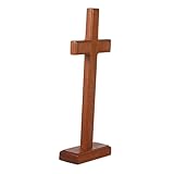 Gatuida Holzkreuz Stehendes Deko Ornament aus Buchenholz Inspirierendes Katholisches Taufkreuz für Haushalt und Spirituelle Feierlichkeiten