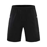 Herren Shorts Laufshorts Loose Quarter Pants Handytasche Fitness Trainingshose Mit Reißverschluss(Schwarz,XL)