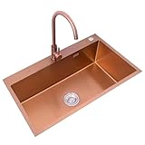 Edelstahl-Küchenspüle mit Abtropfkorb und Wasserhahn, leicht zu reinigen, für Zuhause, Büro, Speisekammer, Restaurant, Bar(75 * 45 * 21cm)