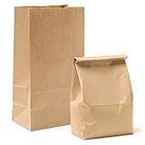 100 Stück Kraftpapiertüten, 21 x 12 x 7 cm Papiertüten braune klein, Geschenktüten Papier, Kraftpapier Brottüten, DIY Bodenbeutel zum befüllen Geschenkverpackung, Adventskalender Kraftpapier tüten