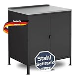 DELUKE® Outdoor Schrank Wetterfest KUMO - Stahl | Gartenschrank Balkon Schrank Außen Terrassenschrank Aussenschrank Mehrzweckschrank Außenbereich Lagerschrank Metallschrank