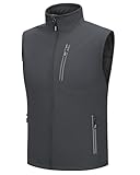 Outdoor Ventures Softshell Weste Herren Outdoor Fahrradweste Wasserdicht Winddichte Ärmellose Jacke Full Zip Atmungsaktive Laufweste Dunkelgrau L