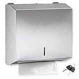 Papierhandtuchspender Edelstahl Wandmontage Abschließbar, Handtuchspender für Z- & N-Falz Multifold Papierhandtücher, Papierspender mit Großer Kapazität für Bad Küche Öffentliche Bereiche