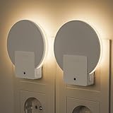 Lyridz Nachtlicht Steckdose mit Dämmerungssensor - Hinterleuchtete Led Nachtlicht Dimmbar - 2 Stück Steckdosenlicht Warmweißes 1-50 lm für Flur, Treppe, Schlafzimmer, Kinderzimmer