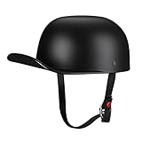 Woljay Woljay Jahrgang Jethelm Motorradhelm Retro Baseball Kappe Halbhelm Männer Frauen für Kreuzer Straße Roller Moped - DOT Certified (Matte Black,L)
