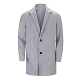 Generisch Trenchcoat Herren Business Dufflecoat - Herren Casual Fashion Bequemer Langer Einfarbiger Mantel Leicht Winddicht Outdoor Alltag Freizeit Jacke Funktional Stilvoll