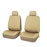 Auto Sitzbezüge, für VW T-Cross 2019-2023 2 Sitzbezug Auto Vordersitze,Schonbezug Autositz, Atmungsaktiv Verschleißfest Bequem,E Beige