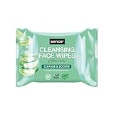 Sence Aloe Vera Gesichtsreinigung Tücher mit Zitronensäure, Vitamin A, Vitamin C und Panthenol, Vegan Face Care Facial Cleansing Wipes Beauty Skincare, Kosmetik Make Up Entferner (3 x 20Stk)