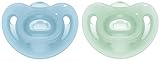 NUK Sensitive Schnuller | 0–6 Monate | 100 % Silikon für zarte Haut | BPA-frei | blau & grün | 2 Stück