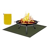 Raypontia Feuerfeste Matte für Grill, unter Grill, Lagerfeuer, BBQ, wiederverwendbar, für Rasen und Decks, tragbar, für Picknick, Camping