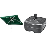 Schneider Sonnenschirm Oslo, grün, 300 x 200 cm rechteckig, 752-11, Gestell Stahl, Bespannung Polyester, 5.3 kg & PE-Schirmständer ca. 45 ltr., 856-15, anthrazit, Kunstsoff, 2 kg