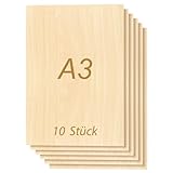 ToCome 10 Stück 3mm Sperrholz A3 Linde Sperrholzplatte Laserfähig 420 x 297 x 3mm Linden Holzplatte Plywood 3mm Holz für Laser