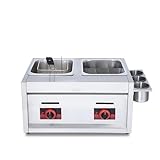 Gas-Fritteuse, Doppel-Gas-Friteuse, zwei Tanks, Herd, Dampfgarer, energiesparende Fritteuse, Küche, Pommes-Frites-Maschine Sicherheit Einfache Reinigung