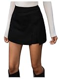 SOLY HUX Hosenrock Damen Kurze Hose Shorts Hohe Taille Sommershort Elegant Röcke Freizeitrock Hosenrock mit Schlitz Skort Schwarz M