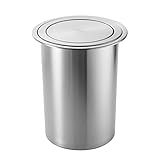 Abfalleimer mit integriertem Deckel für Küchentheke, mit Klappdeckel, integrierter Schrank aus gebürstetem Edelstahl 304, kleiner quadratischer / runder Abfalleimer S/R 9L, R 9L, R 12L