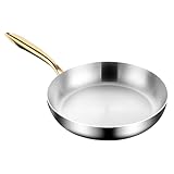 Ziabxhn Frittierpfanne aus rostfreiem Stahl, Haushaltskochtopf, Nicht-Schicht-Bratpfanne, einfach zu bedienen, tragbar und kreativ, 860 g für Induktionskocher