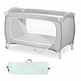 hauck Kinderreisebett Sleep N Play Go Plus mit Transporttasche und Großen Schlupf zum Spielen, Klein Zusammenklappbar, Baby Reisebett Kleinkind ab Geburt bis 15 kg (Dusty Mint)