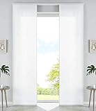 2er Set Schiebegardinen Flächenvorhänge Mikrofaser Vorhang Gardine Schiebe HxB 245x60 cm Weiß Matt Paneelwagen Beschwerungsstangen, 85600N2