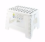 4DOOR Tritthocker/Klapphocker 22 cm hoch/bis zu 150 kg belastbar, leicht faltbar, weiß/schwarz