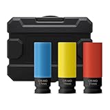 TOOLMAYS Steckschlüssel-Satz | 1/2 Zoll Cr-Mo Schoneinsätze 3tlg | 17mm 19mm 21mm Stecknüsse für den Rad Wechsel | Kraft-Steckschlüssel-Satz