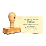 Dekolando Holzstempel Stempel personalisiert 1zeilig bis 6zeilig - Firmenstempel mit Wunschtext personalisieren - Namensstempel Adressstempel (6 Zeilen | 59 x 29 mm)