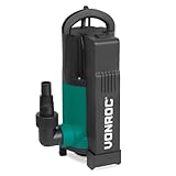 VONROC Tauchpumpe mit integriertem Schwimmer [750W] - Schmutzwasserpumpe für Keller, Pool, Gartenteich - Flachsaugend max Höhe [7,5m] - 1400 l/h für sauberes und schmutziges Wasser