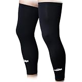 COOLOMG Beinlinge Knielinge Kompression Kniewärmer Radsport Basketball Fußball UV Sonnenschutz Anti Rutschen für Herren Damen Kinder Jugend Schwarz S (1 Paar)