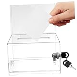 DIYEAH Transparente Acryl Spendenbox mit Schloss und Schlüssel Robuste Aufbewahrungsbox für Visitenkarten Vorschläge und Kompakte Langlebige Geldkassette für Schule und Veranstaltungen