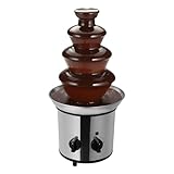 4 Etagen Schokoladebrunnen Maschine, 170W Schokofontäne Fondue Schokofondue Edelstahl Schokobrunnen mit Schmelzfunktion für Cafés, Hotels, Milch-Tee-Geschäften, Saftläden 21.5 * 45cm
