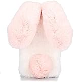 YKTO Zurück Hülle Furry Rabbit für Google Pixel 7a Weiche Süße Schöne Flauschige Hülle Rückseiten Skin Covers Furry Protective Phone Plüsch Hülle Skin Cover für Google Pixel 7a,Rosa und Weiß