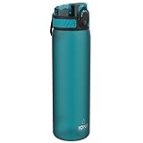 ion8 Trinkflasche, 500 ml, Auslaufsicher, Einhandöffnung, Sichere Verriegelung, Spülmaschinenfest, BPA-frei, Tragegriff, Klappdeckel, Leicht zu Reinigen, Klimaneutral, Aqua