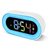Seutgjie Wecker Digital Kinder, Kinder Wecker mit Nachtlicht für Mädchen Jungen Jugendliche Dual Alarms 18 Klingeltöne Snooze Modi 12/24 Stunden 5-Lautstärkeanpassungen