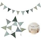 Wimpelkette Kinderzimmer Deko,Wimpelkette Grün Girlande Stoff,Kinderzimmer Deko Junge Deko Junge Hausbett Kinderbett,Wimpelkette Stoff Geburtstag,Girlande Kinderzimmer Baumwolle